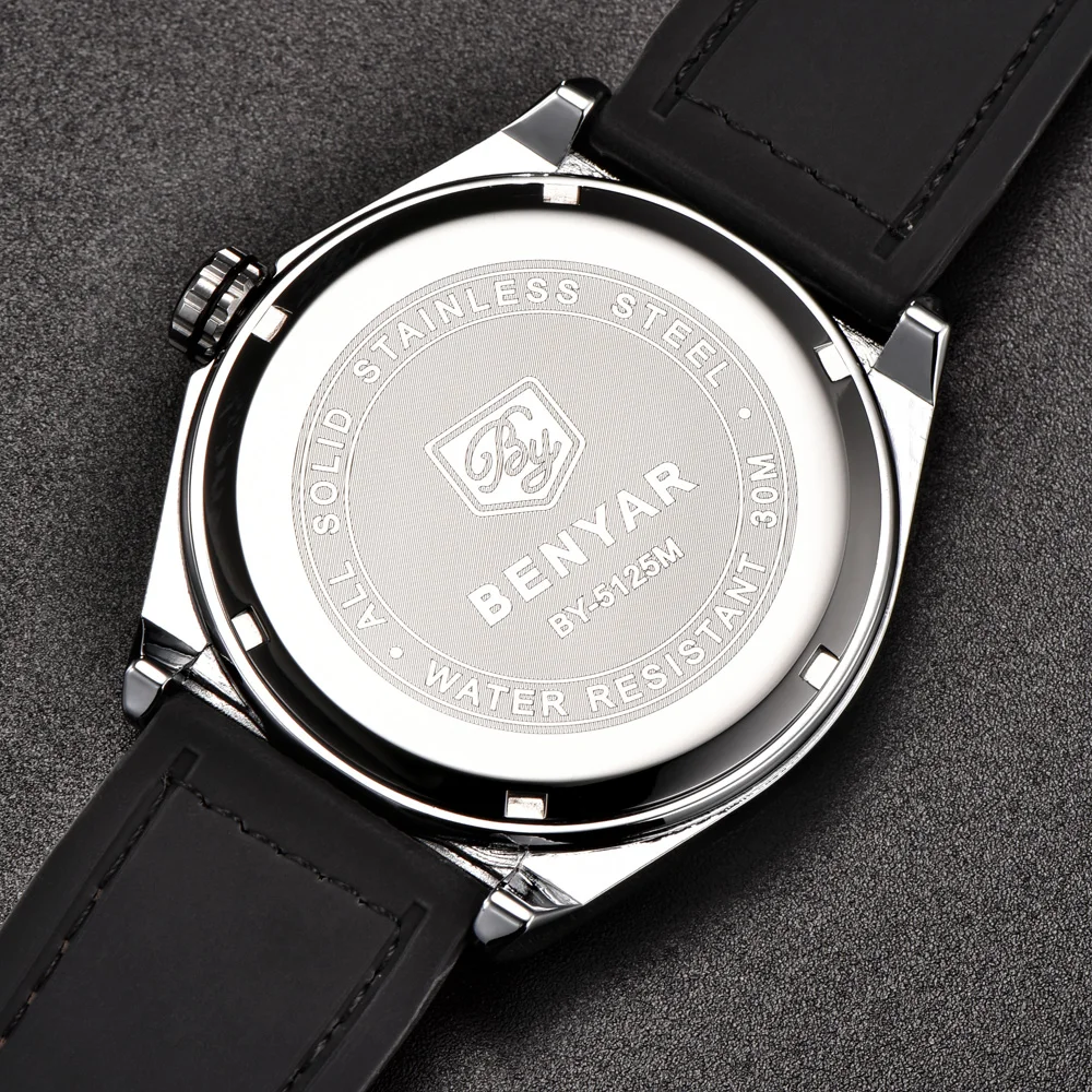 BENYAR часы мужские модные спортивные кварцевые мужские часы, наручные часы лучший бренд роскошные кожаные деловые водонепроницаемые часы Relogio Masculino