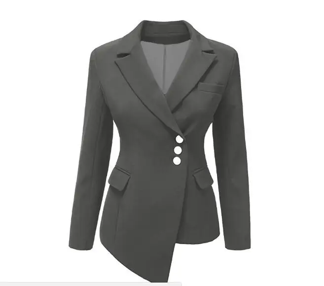 

Women Long Sleeve Asymmetrical Top Women Khaki Blazer Lapel Ladies Casual Suit Girls Office Multicolor Suit Big