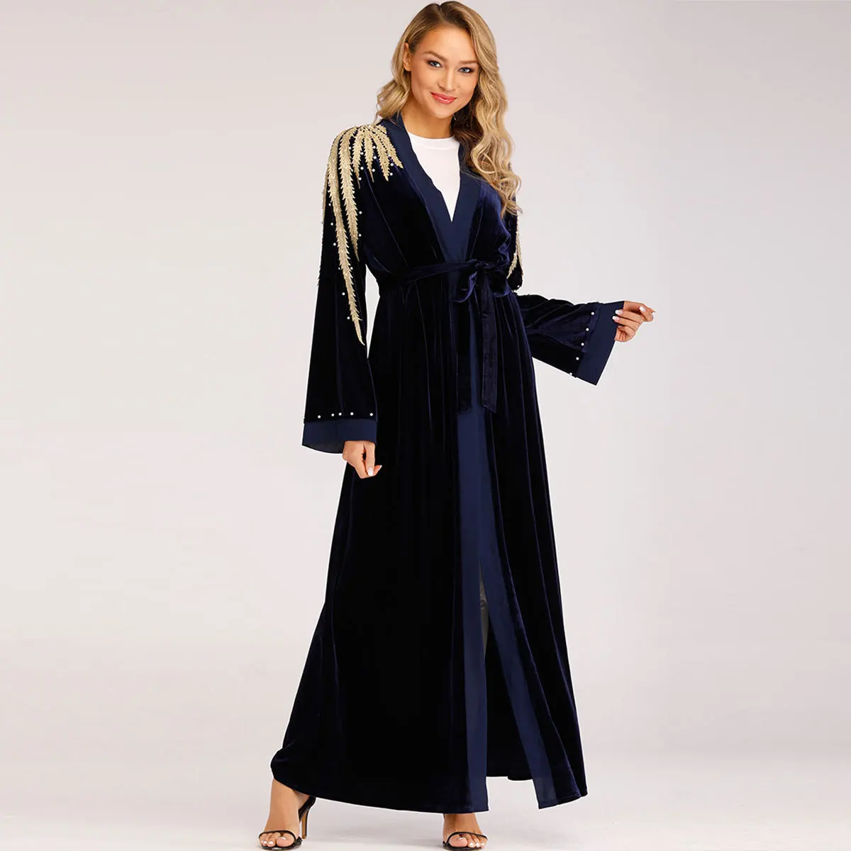 Велюровая аппликация Abaya женский кардиган Мусульманский Исламский Малайзийский