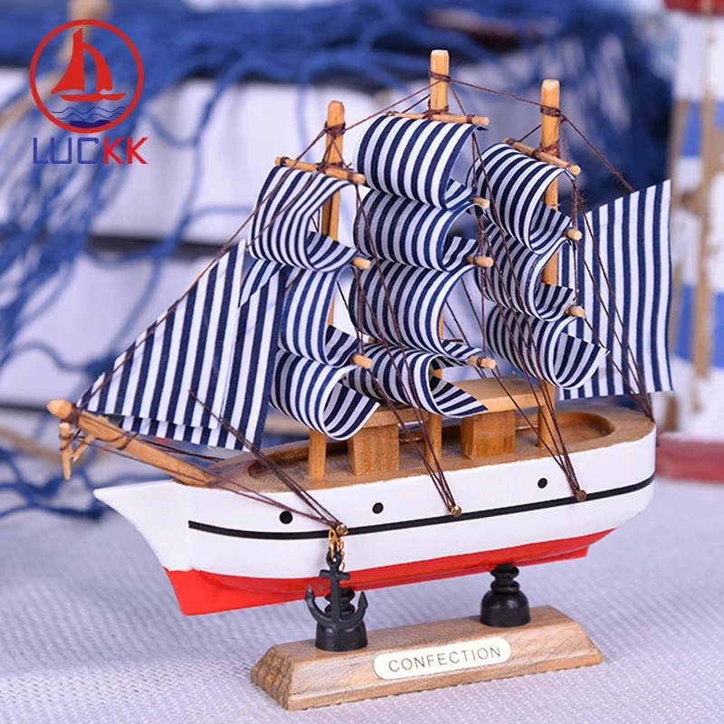 

LUCKK 16CM Handmade Handmade Wooden Model Ships Home Interior Decoration Nautical Room Wood Crafts Kids Birthday Gift Souvenirs