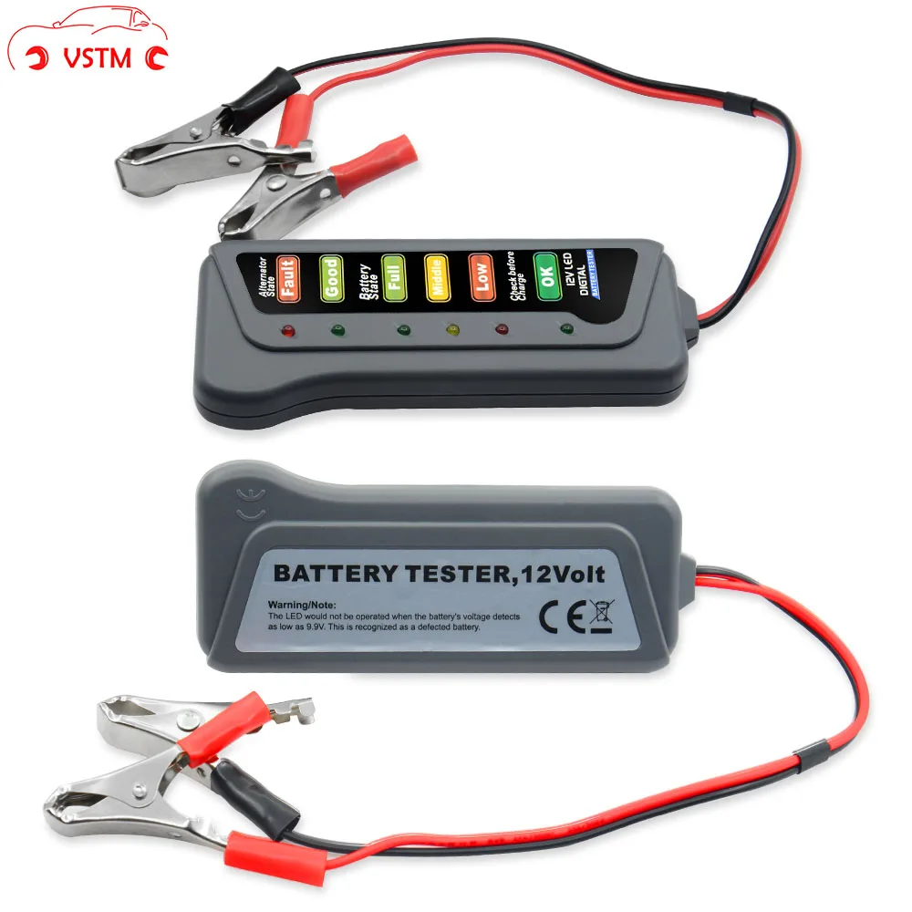 

12V Digital with 6 LED Lights Display Battery Testers Alternator circuit tester Car Vehicle Diagnostic Tool For Auto Motorcycle