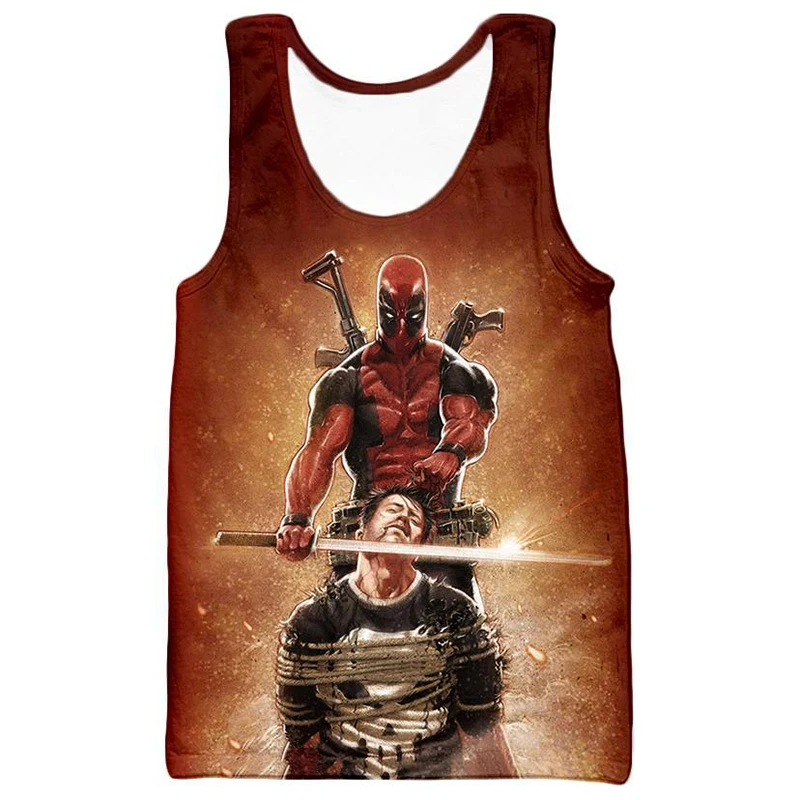 

YOUTHUP 2019 Men's Tank Tops Summer Men Tees 3D Anime Deadpool Print Sleeveless Fitness Bodybuilding Tops Male Vest Tops