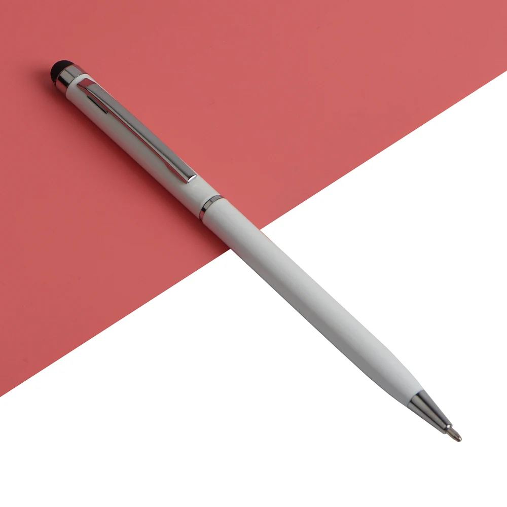 2 в 1 многофункциональная тонкая круглая ручка с тонким наконечником для сенсорного экрана, емкостный стилус для смартфона, планшета, iPad, iPhone - Цвет: 5PCS white