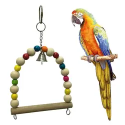Попугай качели игрушка деревянная лестница для малых и средних большой попугай, птиц стоять окунь с забавными колокол красочные высокое