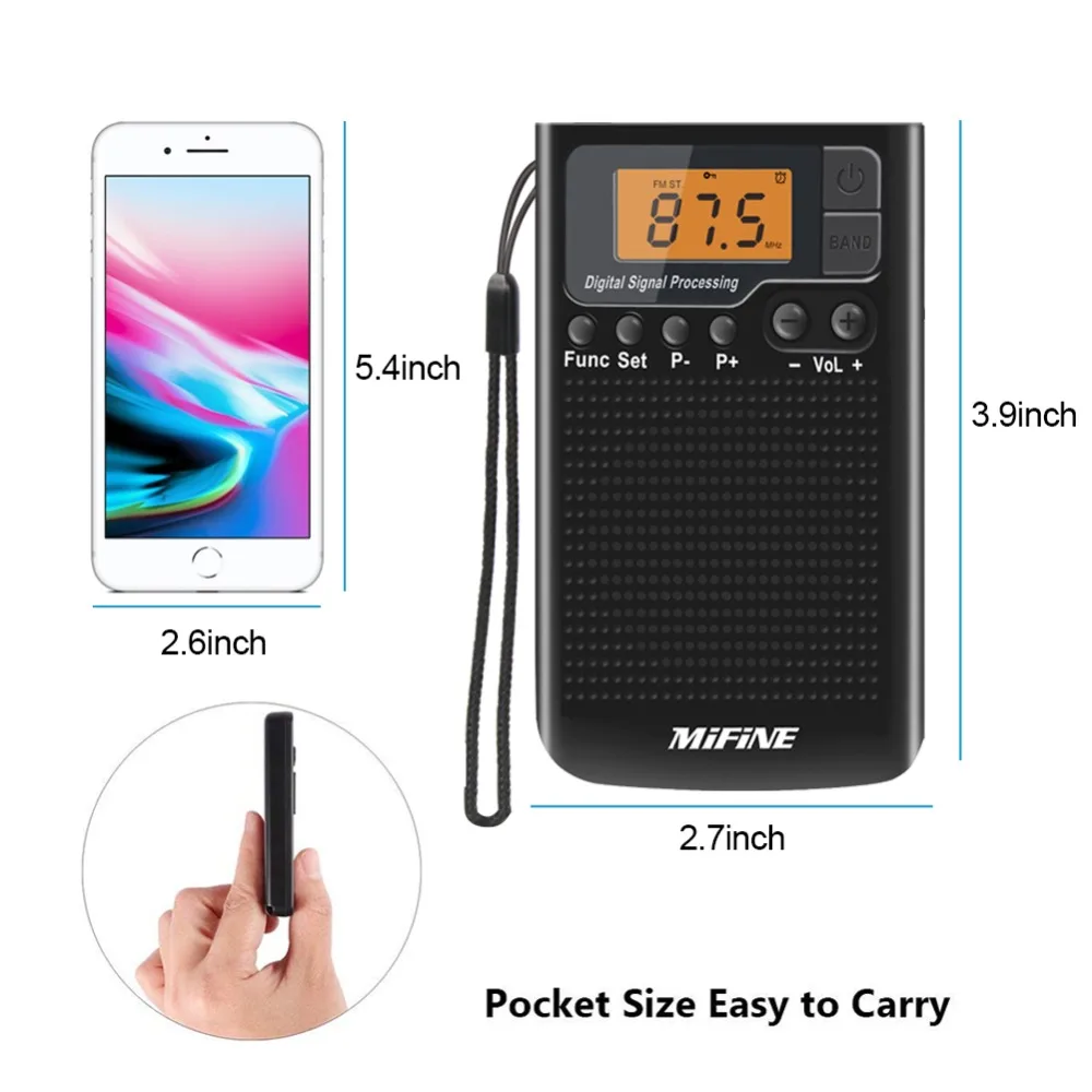 

Best AM FM Portable Pocket Radio Mini Digital Tuning Stereo for Walk/Jogging/Gym/Camping