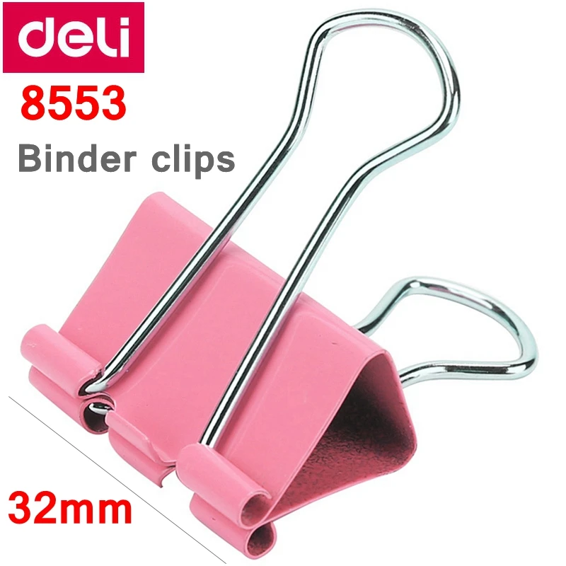 Deli-8553 바인더 클립, 1-1/4 (32mm), 컬러 클립, 종이 문서 클립, 24 개/박스