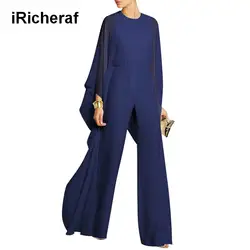 IRicheraf модные Элегантное длинное шифоновое Комбинезоны женские комбинезон с воланом зима осень боди с круглым вырезом свободные брюки