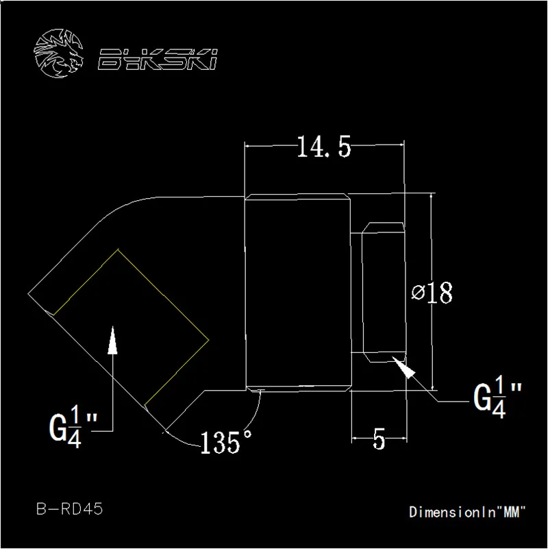 Bykski Алмазный B-RD90-X/B-RD45-X 45/90 градусов Женский-мужской вращающийся фитинг локоть для ПК водяного охлаждения G1/4