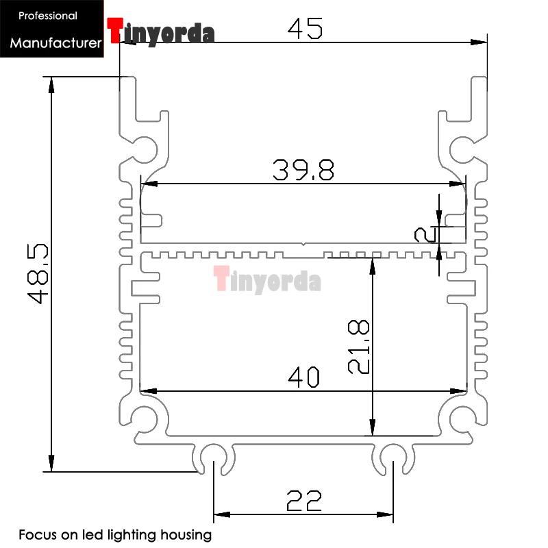 Tinyorda TWH4845 10 шт.(длина 1 м) 36 Вт-45 Вт Санузел свет профиль прожектор радиатор подходит 39 мм PCB [профессиональный производитель]