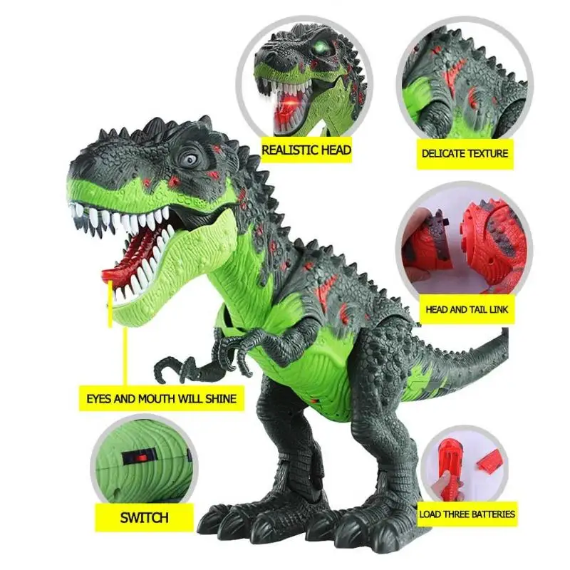 Для Прогулок Электрический динозавров реалистичные Откладывание яиц Робот Игрушки дивотных, музыкальным светом ходить модель буфами на рукавах динозавра детские игрушки