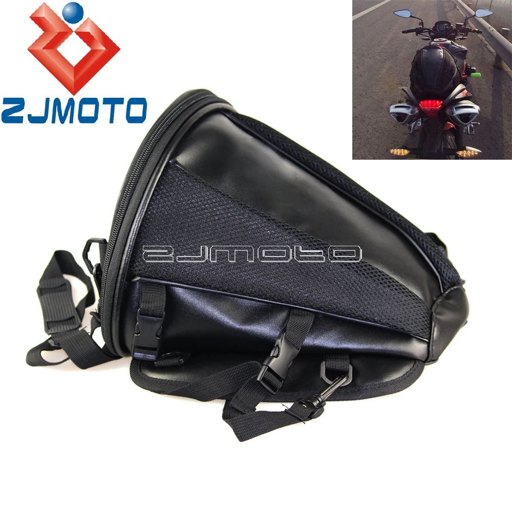 

ZJMOTO Hot Selling Supermoto Universal Black Bag Bike Pannier Rear Rack Pack Tail Seat Trunk Bag Strong Durable