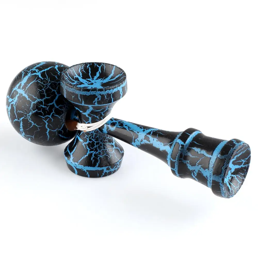 Бамбуковый черный на голубом треске деревянная детская игрушка Kendama|Мячики| |
