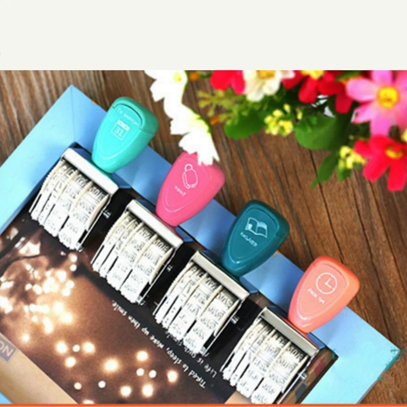 

DIY Diary Album Scrapbooking Stationery Vintage Plastic Rolling Stamp Month Date Wheel Stamps