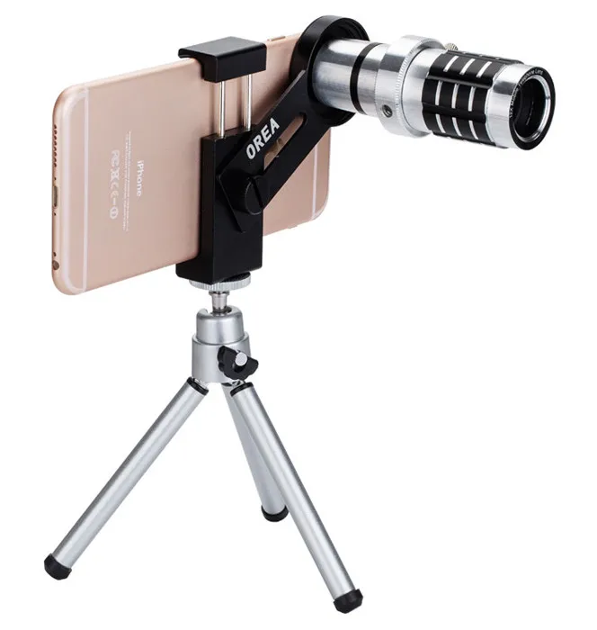 Mini telescope mobile camera and tripod zoom 12x wide viewing angle for