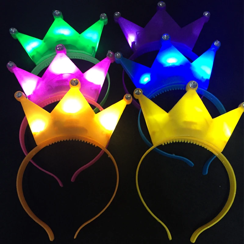 Игрушка со светодиодом светодиодная повязка на голову для событий вечерние принадлежности светящиеся свечи ко дню рождения корона Новогодняя повязка на голову детские игрушки светящаяся повязка на голову 24 шт