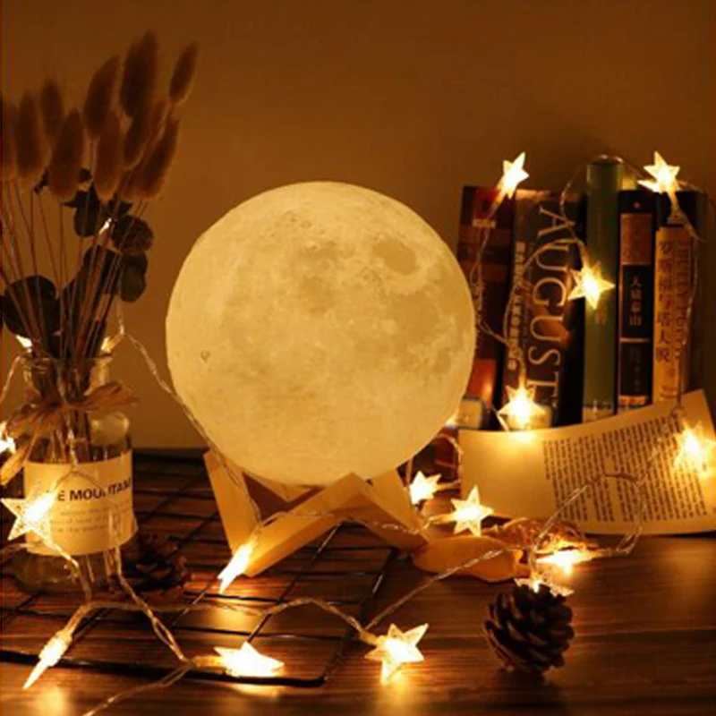Led Night Light Rechargeable 3D Print Moon Lamp Battery Powered Night Light Led Color Change Night Lamp Creative Gifts (4)