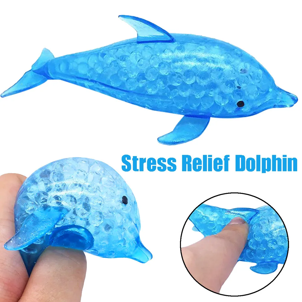 Squishy Toys Funny Spongy Dolphin Bead Stress Ball Toy Squeezable Squishies Toy Stress Relief 