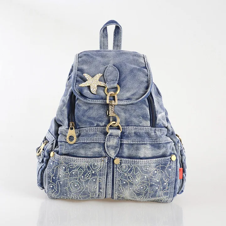 

Korean Fashion Women School Bags Preppy Style Lady Backpack Casual Knapsack Denim Packsack Rucksacks For Girls Mochila