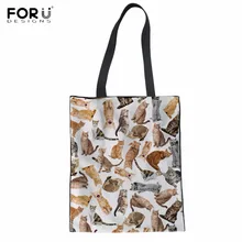 FORUDESIGNS/милый 3D пазл Кот/котенок женские складные сумки для покупок Повседневная Большая продуктовая сумка модная женская сумка из ткани