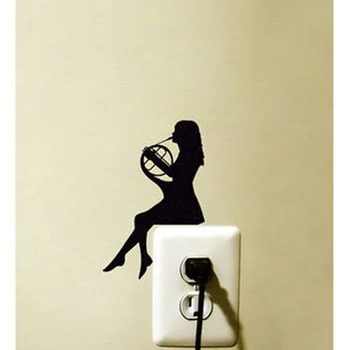 

Girl Play Music Creative Decoration Wall Switch Sticker Vinyl Decals 5WS0038