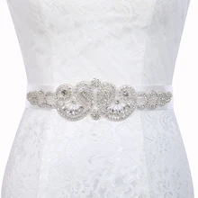 Inofin WH41 хрустальные свадебные аксессуары атласный ремешок для свадебного платья Свадебная лента пояс для вечерних выпускных платьев