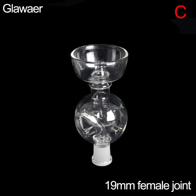 1pcs 19mm female joint glass hookah bowl with oil collector 24mm male joint double layers shisha head