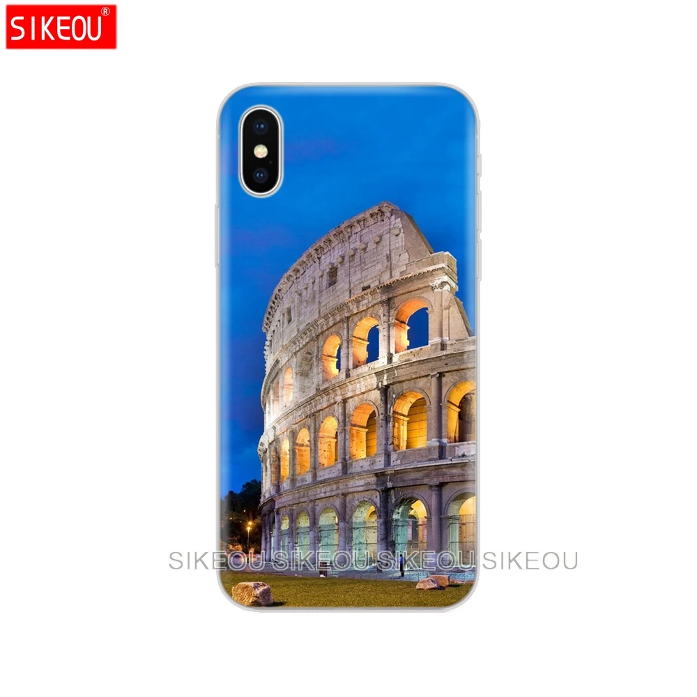 Силиконовый чехол для телефона Iphone 6X8 7 6s 5 5S SE Plus 10 XR XS Max чехол Италия Рим башня