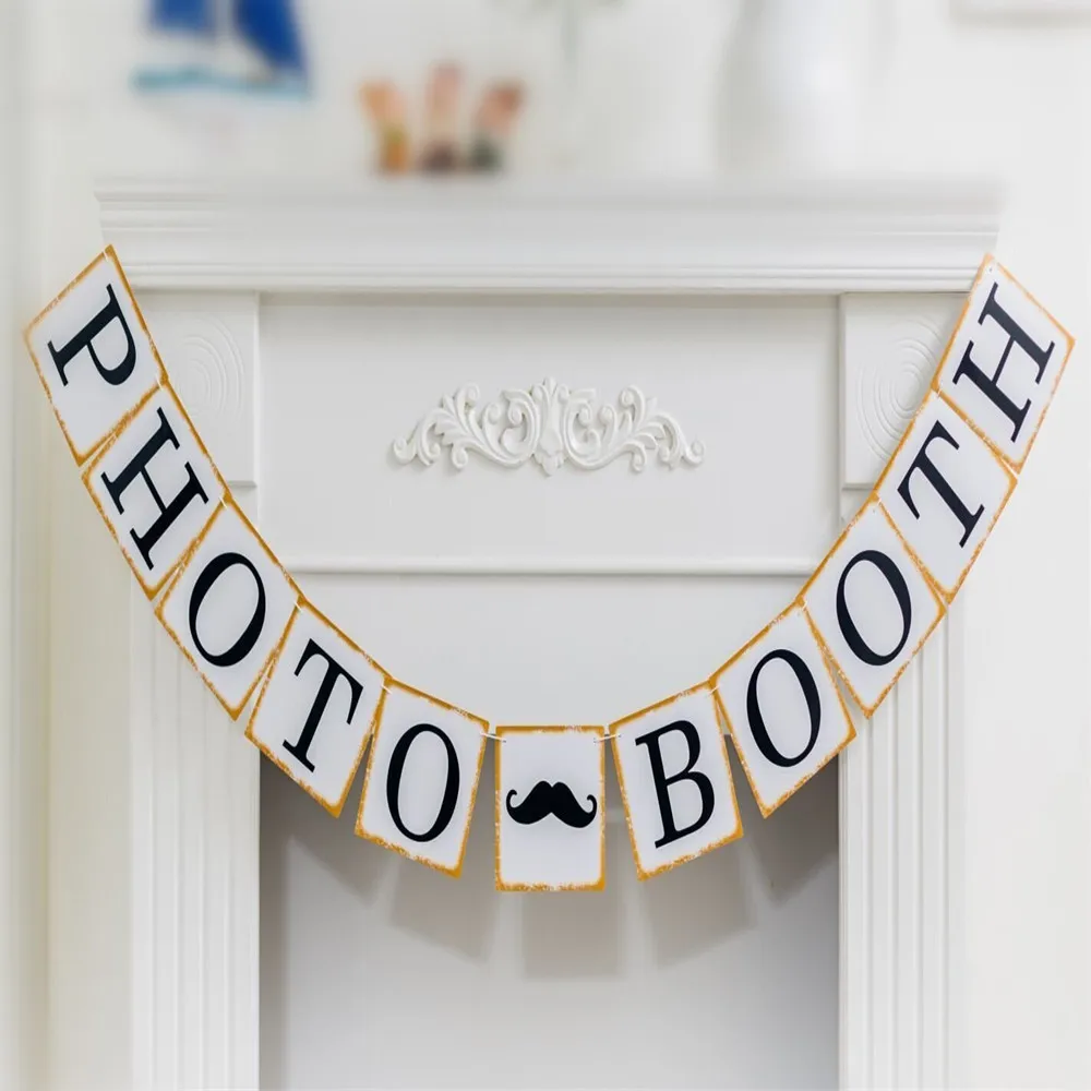 

Vintage Bunting Photo Booth Wedding gift Banner Garland Baby Shower Photobooth props Birthday Decoration Party favor Photo booth
