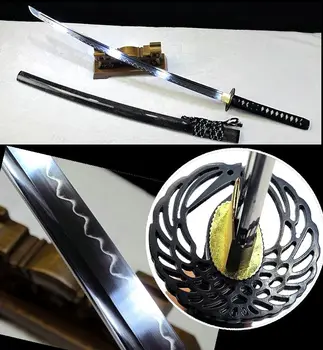 

Japanese Samurai Katana Sword T10 Steel Clay Tempered Sharp Full Tang Training Present/Manganese Steel Tsuba/shark skin saya