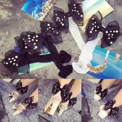 2019 Горячее предложение модные женские туфли рюшами ажурные носки длиной по щиколотку пикантные сетчатые кружево жемчужина рыба короткие