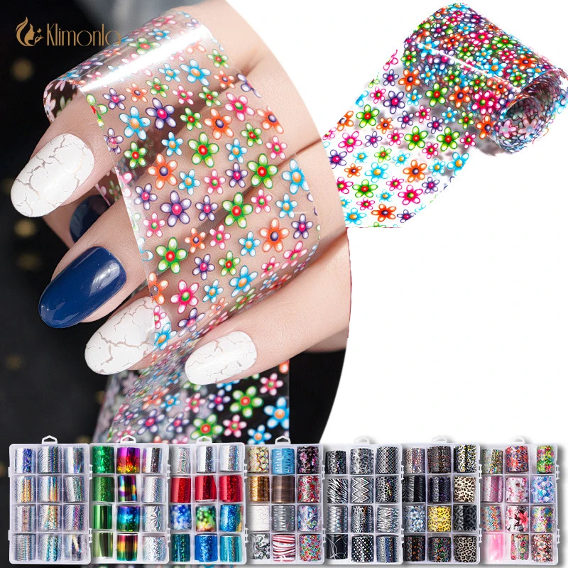 

12pcs/box Colorful Nail Foil Leopard Print Snowflakes Nail Art Stickers Transfer Laser Nail Decoration Manicure Beauty Tools