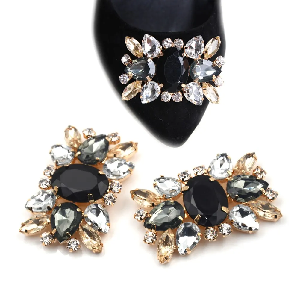 

Fashion Alloy Rhinestone Shoes Clips, Bridal Wedding Shoes Charm Glass Drill Shoe Buckle