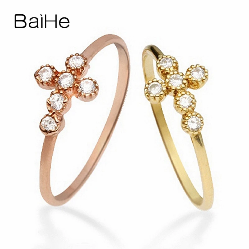 

Кольцо BAIHE из 18-каратного желтого золота с натуральным бриллиантом 0,06ct H/SI, для женщин и мужчин, модный подарок на помолвку, ювелирные изделия высокого качества