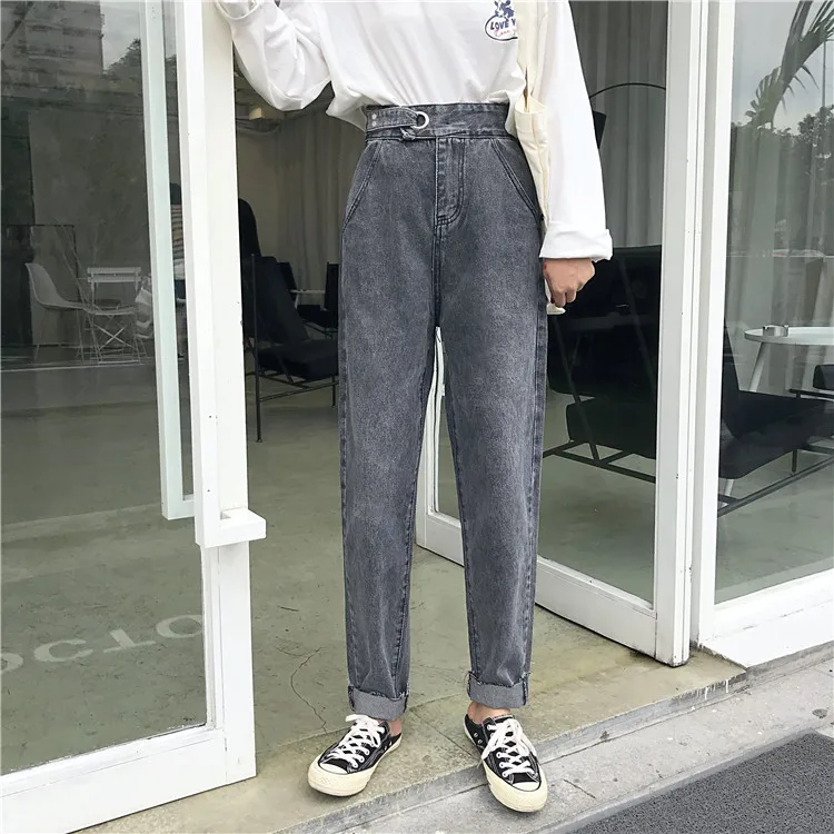 Real shot jeans female spring and autumn 2018 Korean version of loose ...