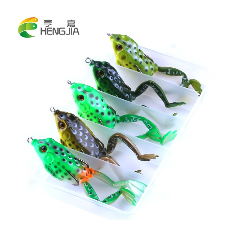 

HENGJIA 5pcs frog fishing lures plastic soft baits top water lures salmon sneakhead fishing baits pesca fishing tackles