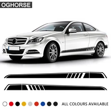 Racing Sport Door Side Stripes Skirt Vinyl Decal Sticker for Mercedes Benz C class W204 Coupe C63 C180 C200 C300 AMG Accessories