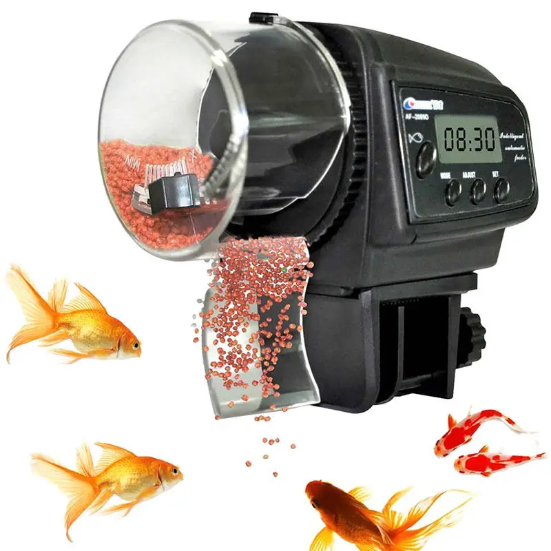 Adjustable Automatic Fish Feeder Digital LCD Auto Feeders for Aquarium Fish Tank with Timer font b