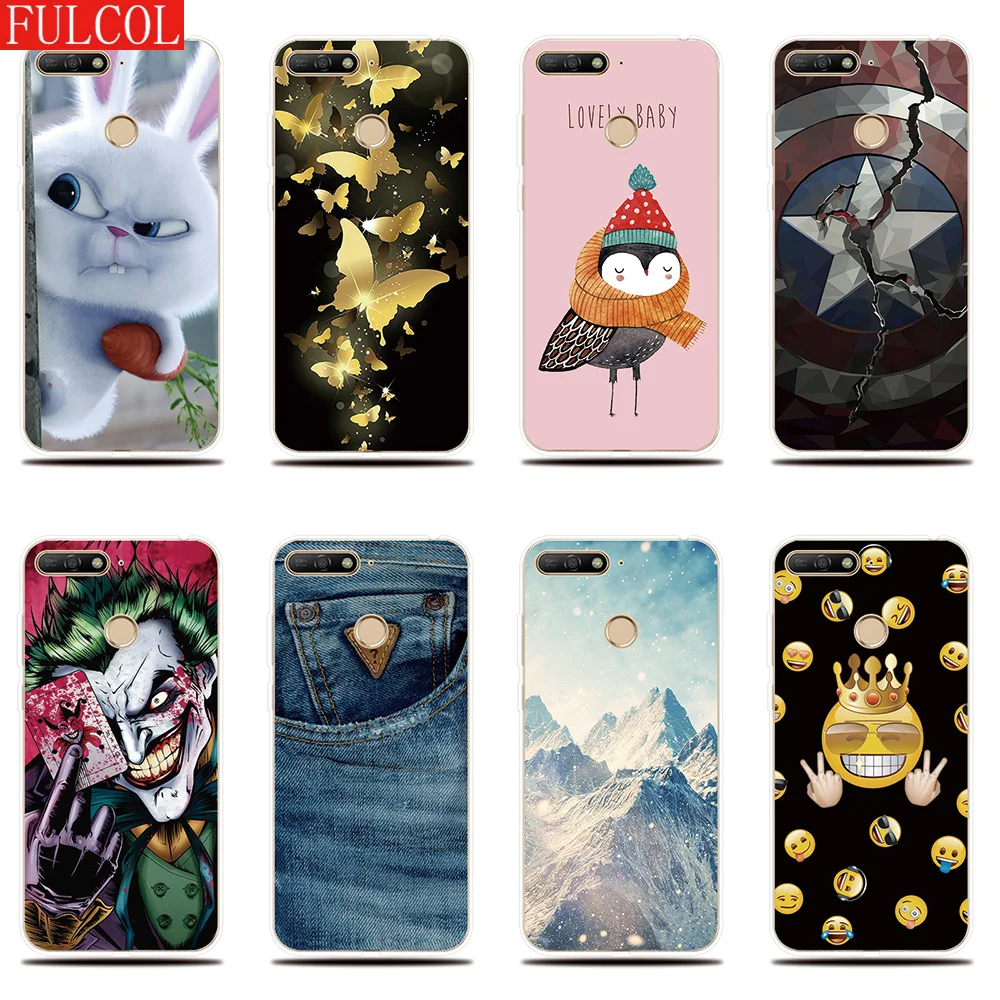 

Silicone Case for Huawei Y5 Y6 Y7 Prime 2017 2018 Cover Rabbit Butterfly Printed Soft Shell Funda for Huawei Y5 Y6 II Cover Case