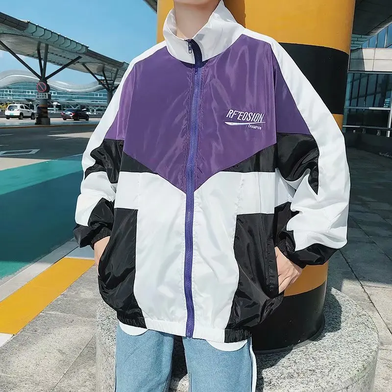 

Ins 2019 New Brand Mens New Fashion Swag Streetwear Patchwork Jackets Men Hip Hop Full Zip Up Loose Jacket Clothes
