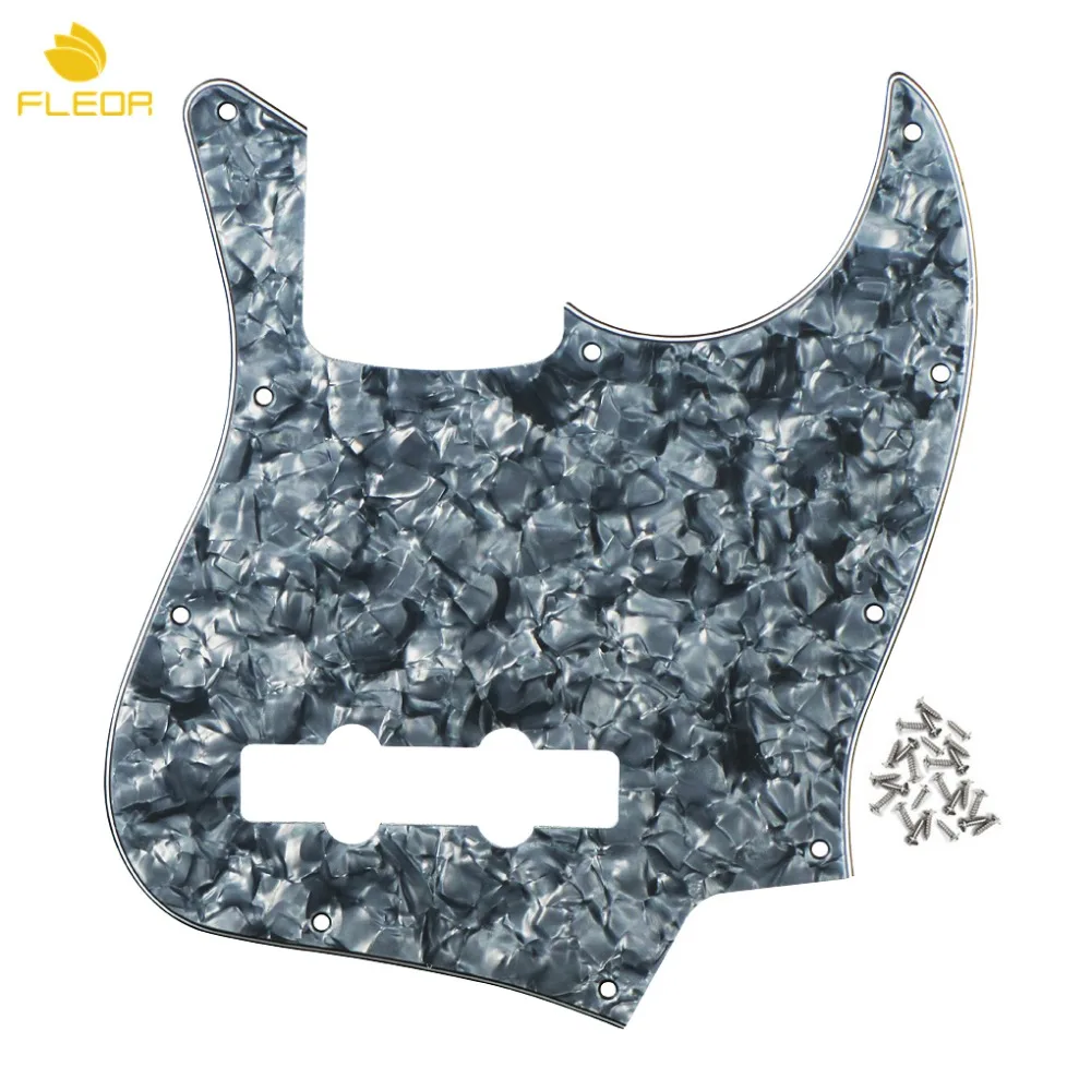 FLEOR Jazz JB Bass Pickguard бас-гитара с царапинами 10 отверстий и винты для стандартных 4 струн Американский FD бас запчасти серый жемчуг