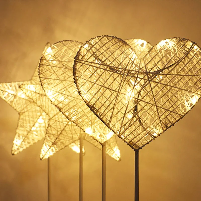 Романтическая модель звездного сердца, светодиодный ночной Светильник для девочек, плетеный теплый белый светильник из ротанга, настольная лампа, украшение для общежития, прекрасная лампа