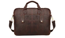 Nesitu Vintage Chocolate Color 100% Guarantee Real Skin Genuine Leather Men Messenger Bags Cowhide Man Briefcase Portfolio #M77