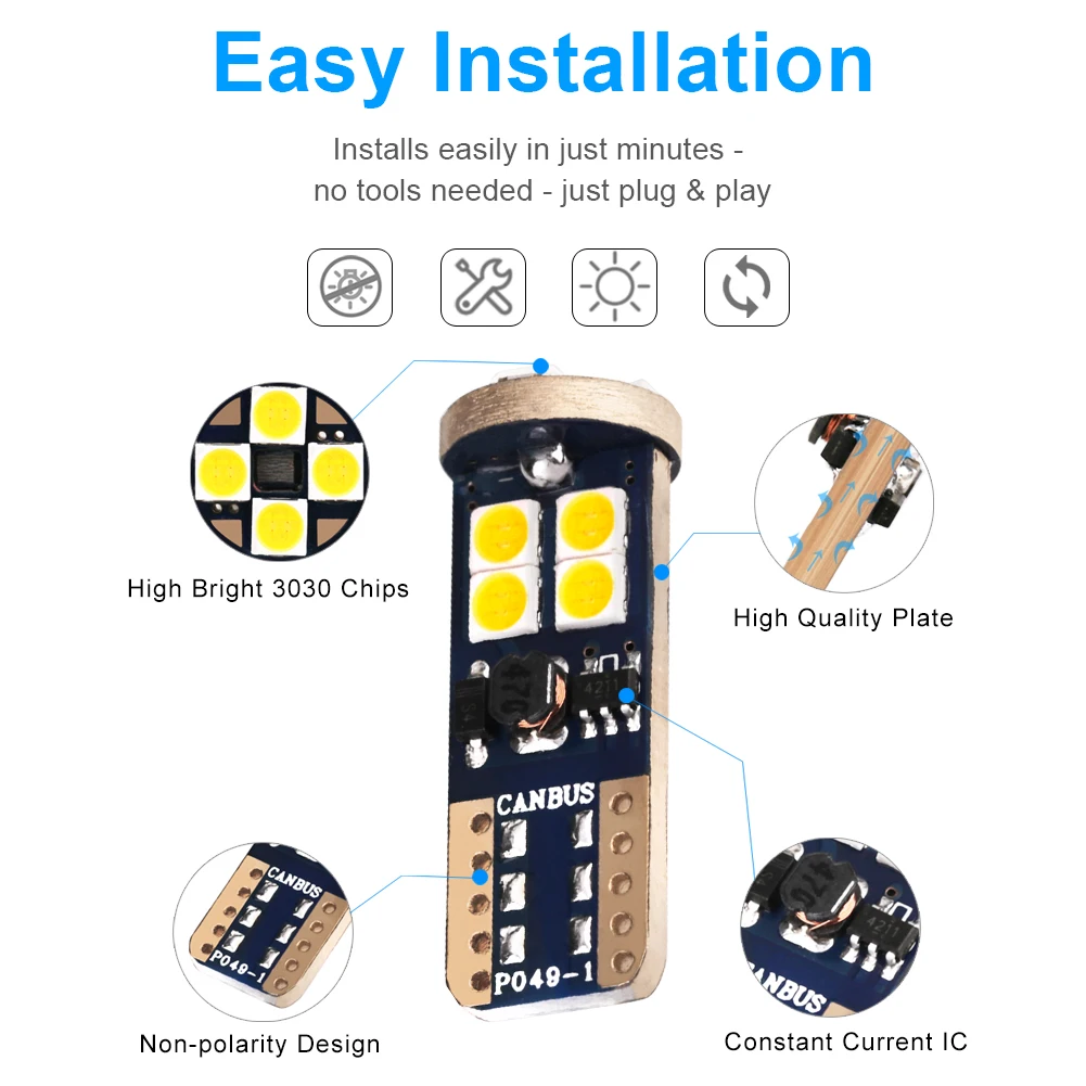 W5W T10 12 SMD 3030 супер яркие Автомобильные светодиодные лампы сигнальные номерные