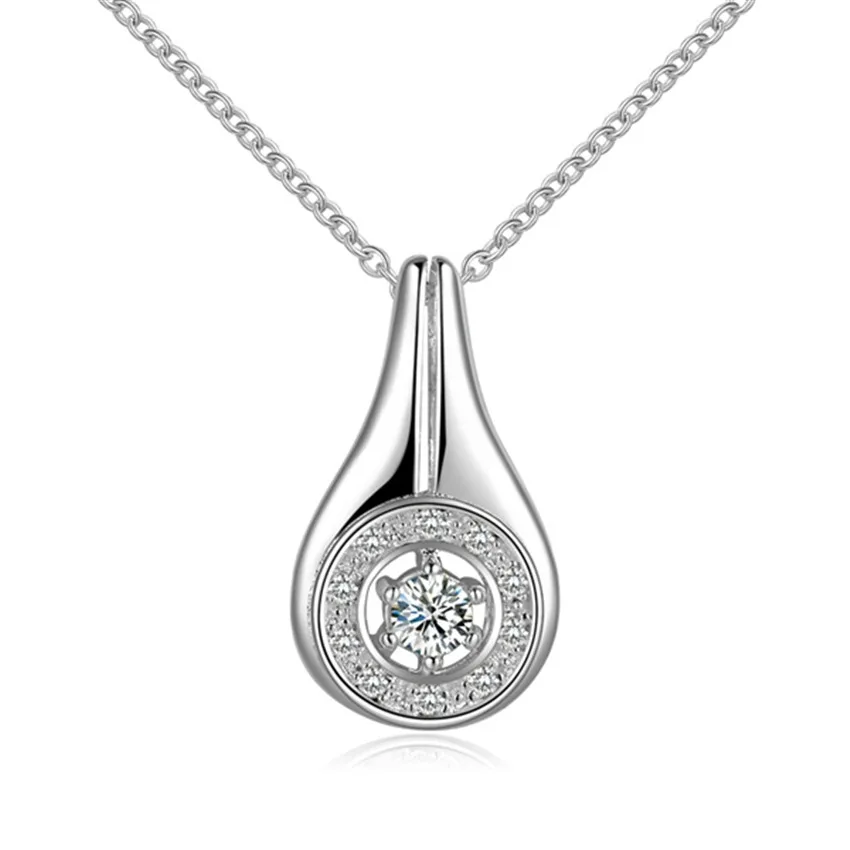 

Free shipping , silver color jewelry fashion charm women Inlaid stone water drops pendant party necklace N504