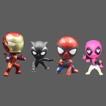 10 cm Marvel The Avengers Super Heroes Iron Man Spiderman Panther Deadpool Mini PVC Action Figure Toys Car Decoration Doll Toy
