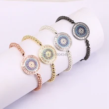 5 шт. ZYZ184-8755 Шарм женский браслет и браслет топ медные бусины CZ Micro Pave Eye Разъем браслет модное Ювелирное Украшение