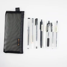 9 шт./лот, простые черные чернила, гелевая ручка, 0,5 мм, 0,35 мм, 0,38 мм, чехол для ручки, школьные, офисные, Подарочные канцелярские принадлежности, Papelaria Escolar