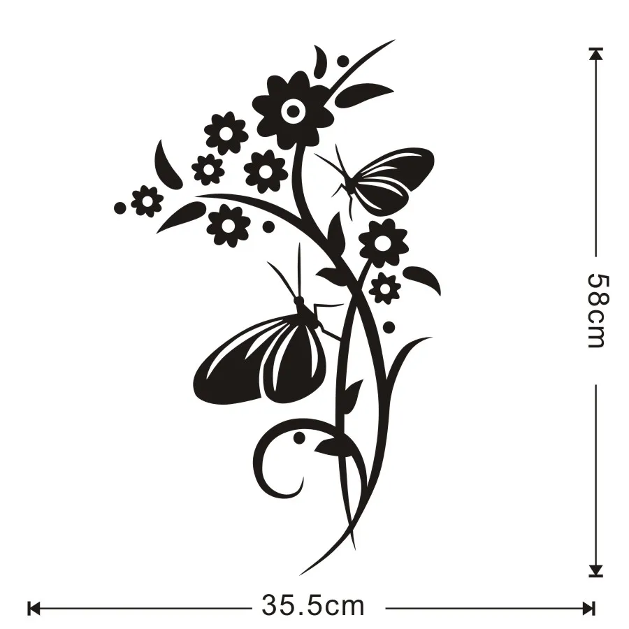 Flowers Butterfly Wall Stickers Nordic Decals Decoration For House Living Room Bedroom Removable Waterpaper Art Murals  (1)