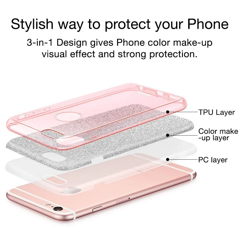 Блестящий Защитный чехол Portefeuille для iPhone 7 Plus блестящий телефона 8 6 S X