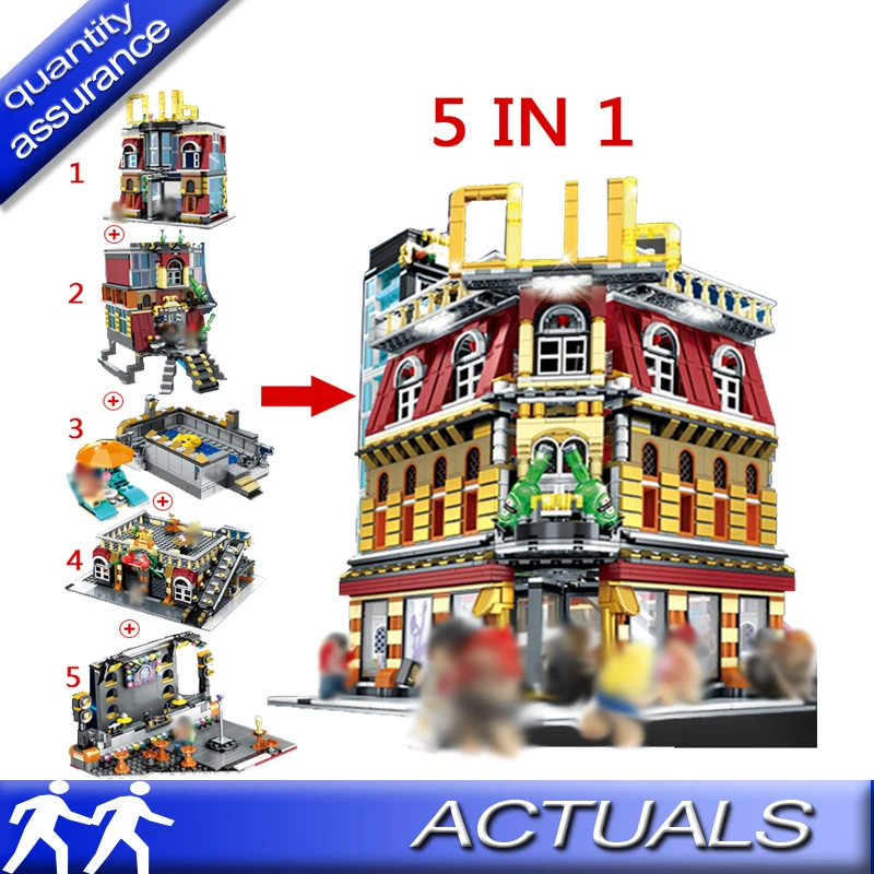 

5 In 1 SEMBO SD6991 Street View Club Building Blocks Model Educational Toys Compatible with Lego Architecture Have LED Light USB